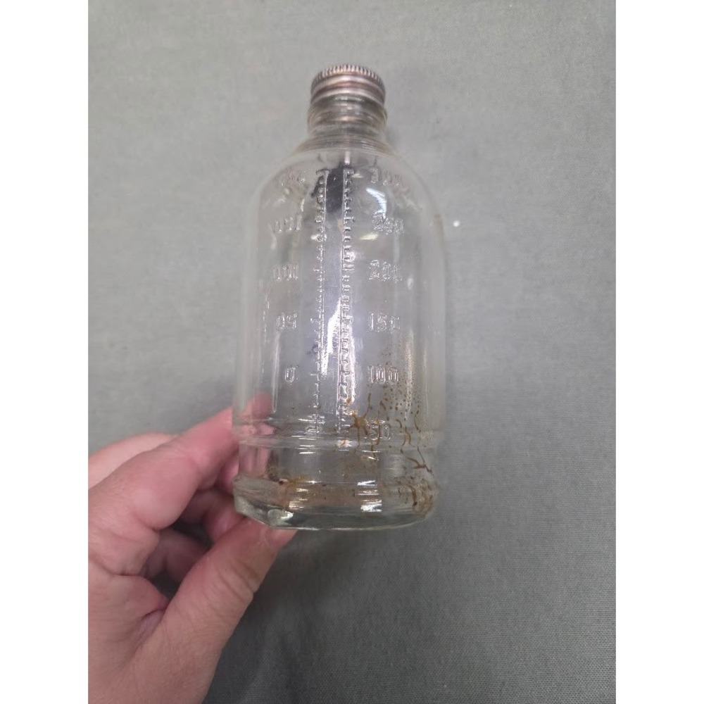 Vintage Abbott Laboratories Glass Bottle with Metal Cap 300ml Graduated